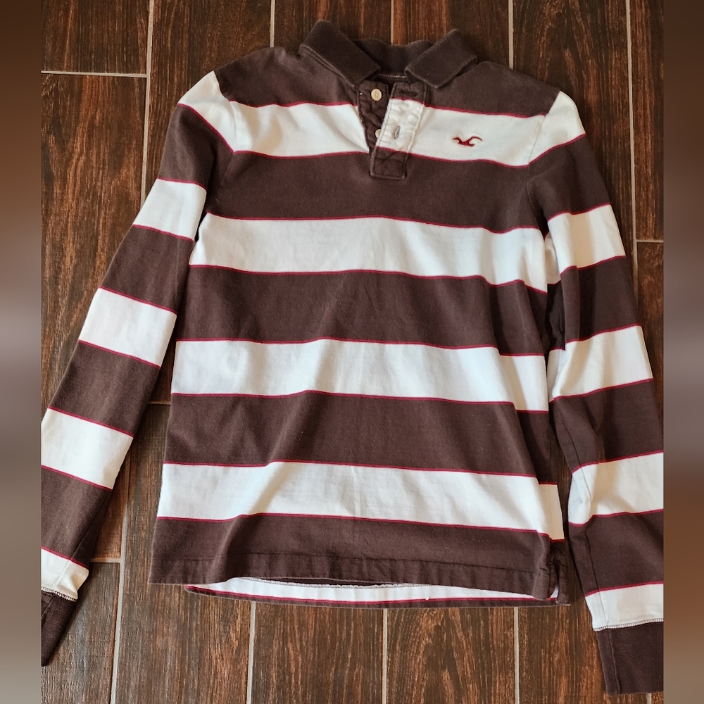 Long sleeved large hollister collared polo